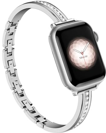 Missair Compatible with Apple Watch Straps 40mm 38mm 41mm 44mm 42mm 45mm 46mm 49mm for Women, Slim Metal Jewelry Bracelet with Bling Diamond for iWatch SE Series 11 10 9 8 7 6 5 4 3 2 1 Ultra