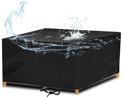rngcpto Abdeckung Gartenmöbel Winterfest 220x220 Multi Größe Gartenmöbel Abdeckung Wasserdicht 220x220x90cm Schutzhülle Abdeckplane Gartenmöbel Gartentisch Abdeckhaube für Möbelsets, Anti-UV Schwarz