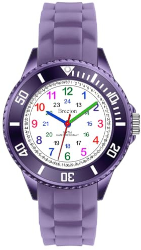 Brecjon Kinder Armbanduhr Jungen Mädchen Lernuhr Silikonuhr Kids 5ATM wasserdicht Silikonarmband