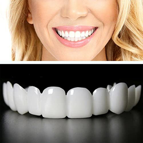 Gebissset, 2 Paar Zahnprothesen, Veneers für künstliche Zähne, Clip Oben und unten, aufsteckbare Prothesen, Gebiss für Männer und Frauen, Zahnaufhellung