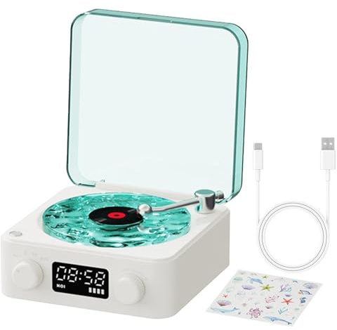 Waves Tourne-Disque – Lecteur de Disque Intelligent, Lecteur de Disque Bluetoothh | Tourne-Disque Vintage Portable, élégant et, décoration d'intérieur pour Le Divertissement, Son rétro de Haute