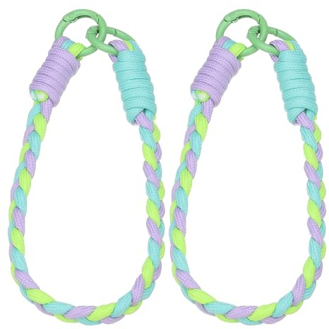 PATIKIL Armband Handledsband Flätad Telefon, 2 st 0,6 tum ID Nylon Mobilarmband med Flikar Telefonfäste, Färgglad Nyckelring Handled Handgjord Snodd (Lila/Blå/Orange), Lila/blå/orange, S
