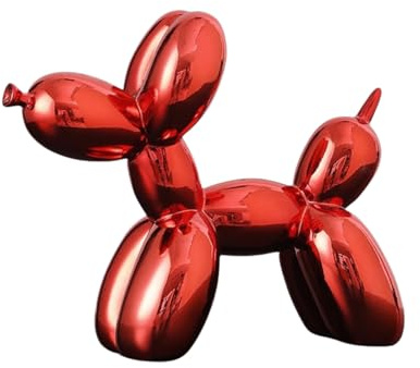 YOYUMI Scultura Cane Palloncino Statue - Decorazione in Resina con Superficie Brillante, Decorare il Soggiorno Camera da Letto Vetrina e Ufficio, Rosso 18 * 20 * 9 cm