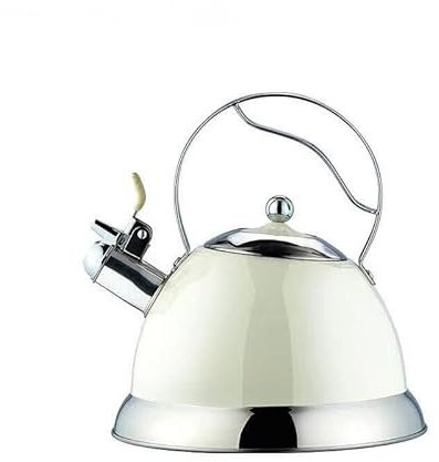 Théière sifflante pour cuisinière de 3 L, jolie bouilloire en acier inoxydable, jaune crème, parfaite pour préparer une théière d'eau chaude