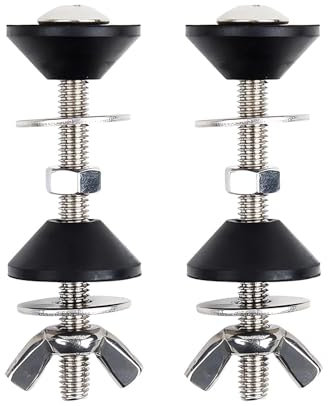 Toilet Tank Screws, 2PCS Universal Toilet Seat Bolts Kit, Heavy Duty Toilet Bolts, Waterproof Stainless and Rubber Washers Gaskets with Extra Long Nut Screw for Fastening