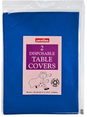 2 x Dark Blue 90 x 90cm Disposable Paper Table Cloth Cover for Square or Rectangular Dining Table Birthday Party, Catering, Baby Shower & Wedding Decorations By Zinnia