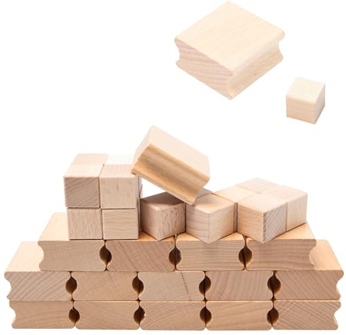 Rebanky 30 Piezas Soporte de Sellos de Madera en Blanco Bloques de Madera Dura para Hacer 2cm/4cm con Caucho para Sellos para Sello fijo de madera para Producción de bricolaje