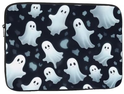 Water-Resistant Laptop Case Sleeve Cute White Ghost Halloween Pattern - Slim & Portable Shockproof Protective Cover For 10 Inch, 12 Inch, 13 Inch, 15 Inch, 17 Inch Laptops
