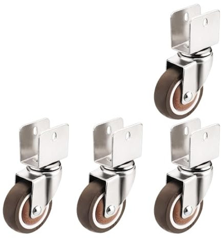(4er-Pack) Leises 2-Zoll-U-förmiges Sperrholz-Weichgummi-Möbelbett-Universal-Lenkrollenzubehör(18mm-A)
