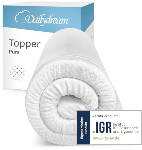 Dailydream bäddmadrass 200x200x3,5 cm | Viskoelastiskt memory foam | Pure Edition, model S | Ergonomisk för obekväma madrasser, boxspring-sängar och gästsängar