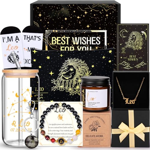 11Pack Birthday Gift for Women Leo Zodiac Gifts Set Get Well Soon Gift for Women Men Birthday Pamper Gifts for Ladies Self Care Package for Leo Sign Best Wishes Present Leo Zodiac Self Care Set Kit