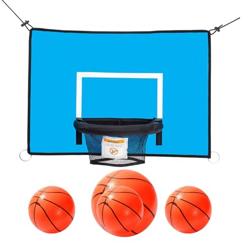Basketballkorb für Trampolin – Basketballspiel mit Bällen für Trampolin | Sportzubehör, einfach zu installieren, für Garten und Familie, Spiele im Freien