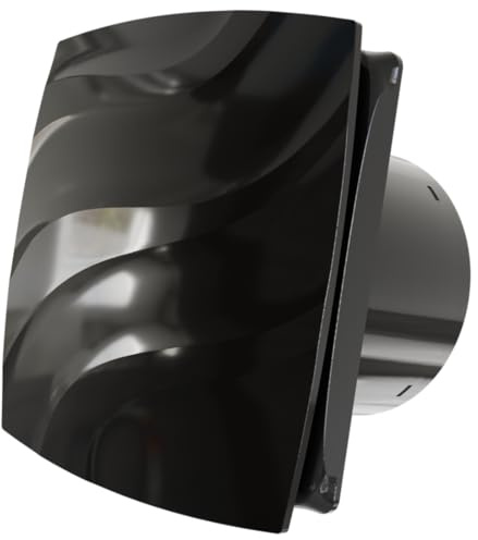 Vlano ALTO 120 TH Black Badventilator mit Quick-Fix-Montagesystem, ohne Bohren, Feuchtigkeitssensor, Nachlauf, Rückschlagventil, 120 mm, 140 m³/h, Leiser Betrieb 30 dB, Hygro, Timer, Schwarz