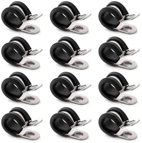 YYIGVMO 12 Stücke 10mm 304 Edelstahl Gummikissen Rohrschellen, Gummi Gefüttert P Clips, Leitungsschelle, für Rohr- oder Drahtschnur-Installation
