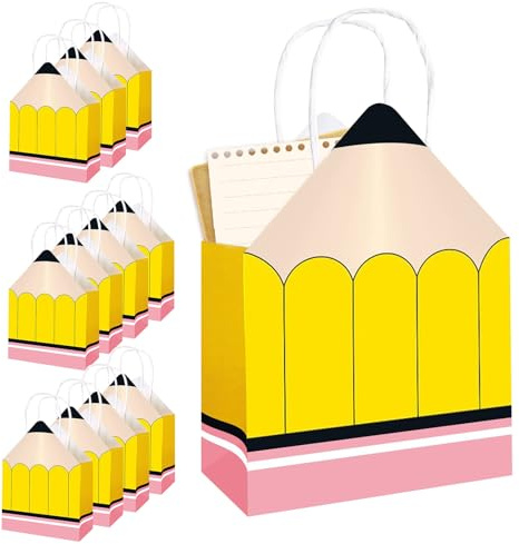 Lehrer Willkommen-Zurück-Taschen - 12 Stifteförmige Lehrer Taschen Für Den Ersten Schultag - Partyzubehör für Taschenrechner Notizbuch Schulheft Feiertag Geburtstag Abschluss Baby Shower Hochzeit