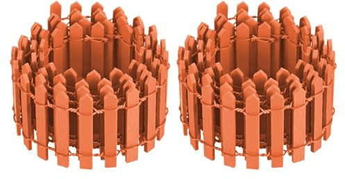 M METERXITY 2-Pack Miniature Fairy Garden Fence, 35 Inch 90x5cm Wooden DIY Small Wood Decorative Picket Fence for Dollhouse/Crafts/Diorama Project, Micro Landscape Ornaments [Orange]