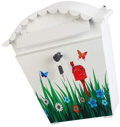 CAZSTYK Boîte aux lettres murale vintage en fer avec motifs oiseaux et fleurs - Résistante à la rouille - Décoration de jardin - En métal