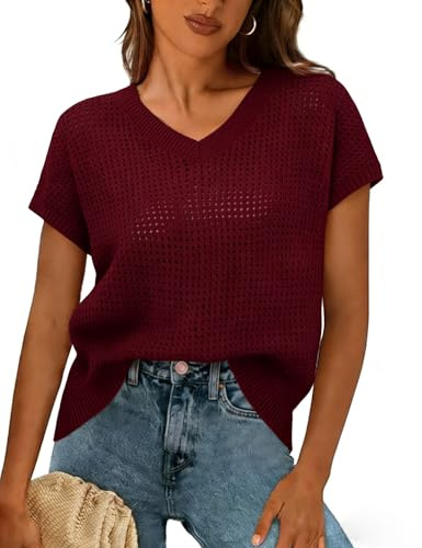 Gyabnw T Shirt Femme Haut Femme Été Manches Courtes Col V | T-shirt femme polyvalent pour une tenue décontractée, le bureau, les sorties et le quotidien