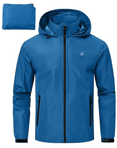 YuKaiChen Waterproof Jacket Men's Rain Coat Outdoor Lightweight Packaway TPU with Taped Seams for Hiking Camping Cycling