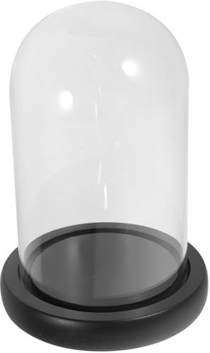 ARTIBETTER Base Espositiva in Legno Cupola in Vetro Trasparente, Copertura per Fiori Secchi e Oggetti Decorativi da Collezione, Adatta a Interni ed Esterni