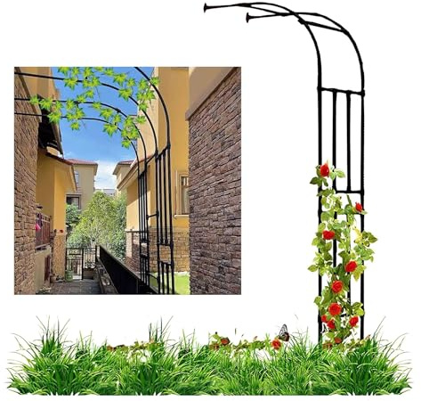 Arche De Jardin Demi-Arche 240cm, Treillis pour Plantes Grimpantes en Acier Galvanisé Revêtu De PE, Support Mural Antirouille pour Roses Et Vignes, Décoration Extérieure Moderne(230 * 240 * 40cm)