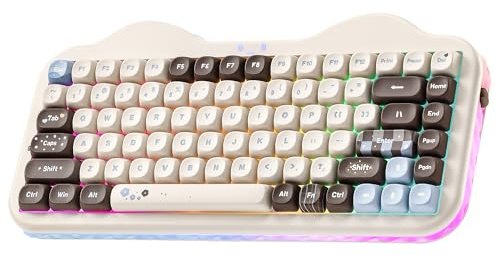 YUNZII C75 Cute 75% Wireless Mechanical Keyboard (Choco, Candy Switch) | Creamy Cake Keyboard, BT5.0/2.4G/USB-C, Hot-Swap, NKRO, PBT MOA Keycaps,5500mAh RGB Gasket Mount for Mac/Win/Gaming/Office