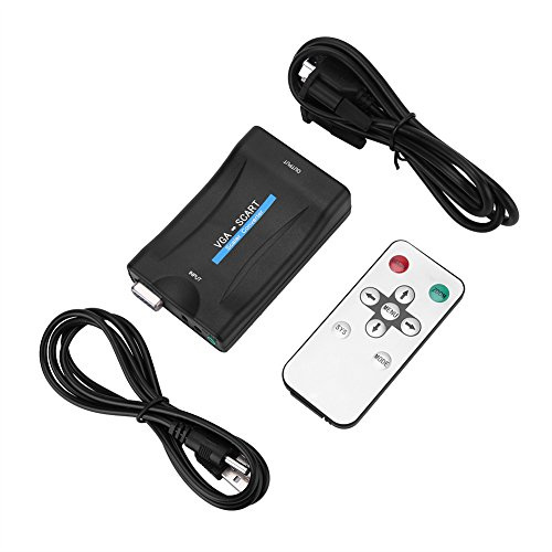 ZenithAur Adaptateur VGA vers SCART USB Remote pour téléviseurs Plus Anciens, Un composant SCART de convertisseur Audio vidéo Complet Qui est Un système VGA SCART Plug Play pour