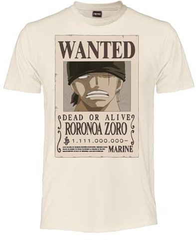 One Piece - Zoro Wanted Poster - T Shirt Uomo Donna e Ragazzo – Maglietta Ufficiale Anime in Cotone - Ricompensa da 1.111 di Berry, Maglia Idea Regalo Fan