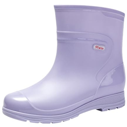 Generiska halvhöga gummistövlar med klack, ankelstövlar, vattentäta regnstövlar, tjocka golv, slip-on, ankelstövlar, lediga, fashionabla, gummiregnskor för trädgård, fiske, utomhus