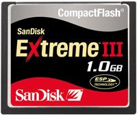 Sandisk Extreme III CompactFlash 1GB Memory Card CompactFlash 25-85°C