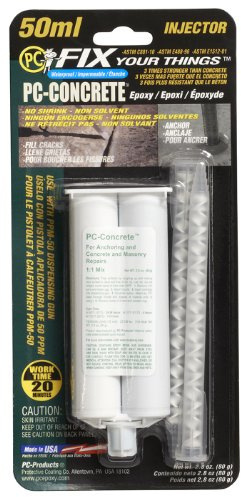 PC Products PC-Concrete Epoxy Adhesive Paste for Anchoring and Crack Repair, Two-Part 50 ml Cartridge, Gray 70505, 2.8 Ounce (Pack of 1)