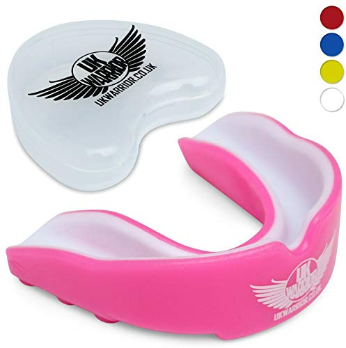 UK Warrior Mundschutz – (Pink/Weiß), ideal für Rugby, MMA, Kampfsport, Hockey – der ultimative Schutz – Juniorgröße / Kinder