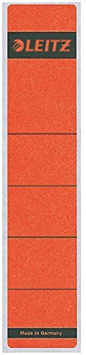 Leitz 1643 Rückenschilder für Standard-Ordner, selbstklebend, kurz, schmal (50er Sparpack, rot)