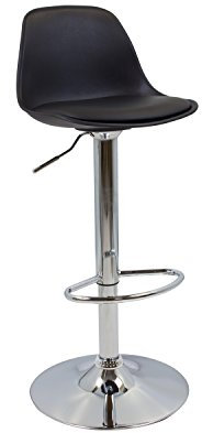 Vaukura Taburete Alto Tulipa - Taburete Moderno (Negro)