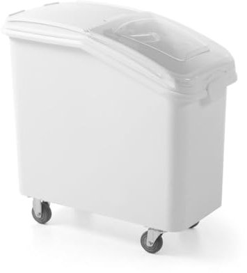 HENDI Chariot à ingrédients Mobile, AmerBox, bacs roulants pour Le Stockage et Le Transport d'ingrédients secs, Farine, Sucre, sel, céréales, Riz, 102L, 600x720x(H) 700mm, Blanc, Polypropylene