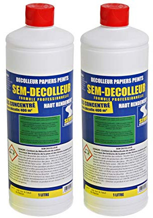 Semin - Sem-Décolleur pour Décoller Tous les Papiers Peints - Intérieur - Flacon de 1 L (Lot de 2)