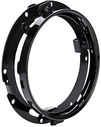 Keenso Soporte faro motocicleta, anillo redondo cromado negro 7 pulgadas, soporte montaje faro para motociclistas y escenarios urbanos todoterreno