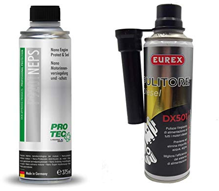 PRO TEC Nano Engine Protect & Seal Protezione nanotecnologica del motore 375ml + EUREX DX501 Pulitore iniettori diesel ml. 300 (1)
