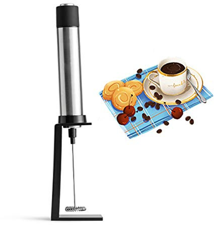 Milk Frother Handheld Foam Maker for Lattes with Support Electric Whisk Drink Mixer for Bulletproof Coffee, Mini Blender and Foamer for Cappuccino, Frappe, Matcha
