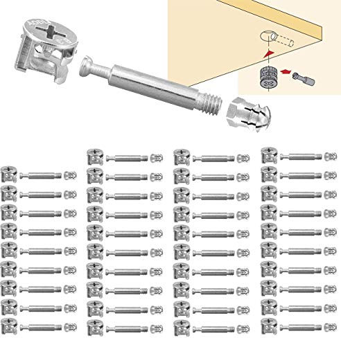 BITEFU Set di 40 Connettore Eccentrico, 15 mm Connettore Eccentrico Mobili per Mobili, Armadi, Credenze, Assi di Legno ecc(M6 x 40 mm, Lega di Zinco)