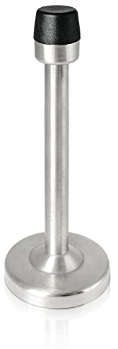 Fermaporta lungo 15,2 cm, montaggio a parete, in acciaio inox, con punta in gomma per battiscopa, nichel satinato spazzolato, argento, 150 mm