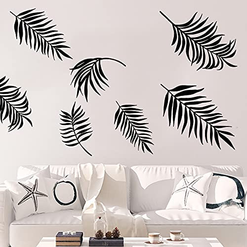 QIANGTOU Große 7 Stil Palmblätter Natur Baum Wandaufkleber Sofa Schlafzimmer Wald Palmenblatt Natur Wandtattoo Kinderzimmer Dekor 52x42cm