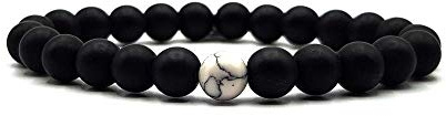 KARDINAL WEIST Onyx Howlith Armband Yin Yang, Edelstein Perlen, Natur Stein Schmuck, Freundschaftsarmband, Partnerarmband