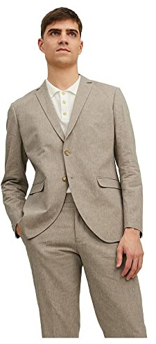 JACK & JONES Jprriviera Linen Blazer Sn Chaqueta de Traje, Beige/Fit: Slim Fit, 54 para Hombre