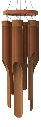 Nalulu, klassisches Bambus-Windspiel, handgefertigtes Holz-Windspiel für draußen, klein, mit beruhigenden tiefen Klängen, ideale Heimdekoration oder Geschenk für jeden Anlass