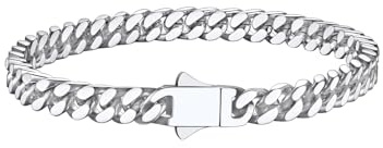 Richsteel Armband Herren Silber/Gold/Schwarz Edelstahl Armreif 5/7/9/12mm breit Kubanisch Armbänder für Männer Verstärkte Version Knebelverschluss 19/21/23cm Länge Kettenarmband mit Geschenkbox