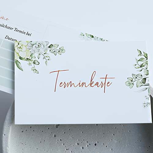 heaven+paper 100 Blanko Terminkarten zum Ausfüllen Eukalyptus für Dienstleister mit Termin, wie Massage, Nagelstudio, Friseur, Beauty, Physiotherapie (100 Terminkarten)