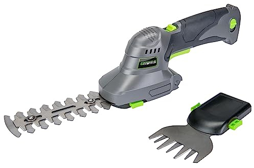 Genesis Cordless Grass Shear & Shrubbery Trimmer - 2 in 1 Handheld Hedge Trimmer 8V 2000mAh Electric Grass Trimmer Hedge Shears/Grass Cutter, Rechargeable Battery, and Charger (GLGT08B)