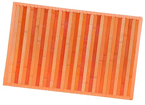 emmevi Bambus-Teppich aus Holz, rutschfest, Fußmatte, Bambus, Küche, Bad, Degradé, 50 x 370 cm, Orange