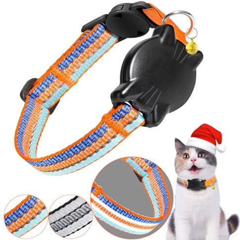 Airtag Katzenhalsband - Integriertes Airtag Halsband Katze Halsband Wasserdicht,Reflektierendes Katzenhalsband Airtag mit Sicherheitsverschluss Gummizug für Kätzchen Klein Hund (Farbe XS)